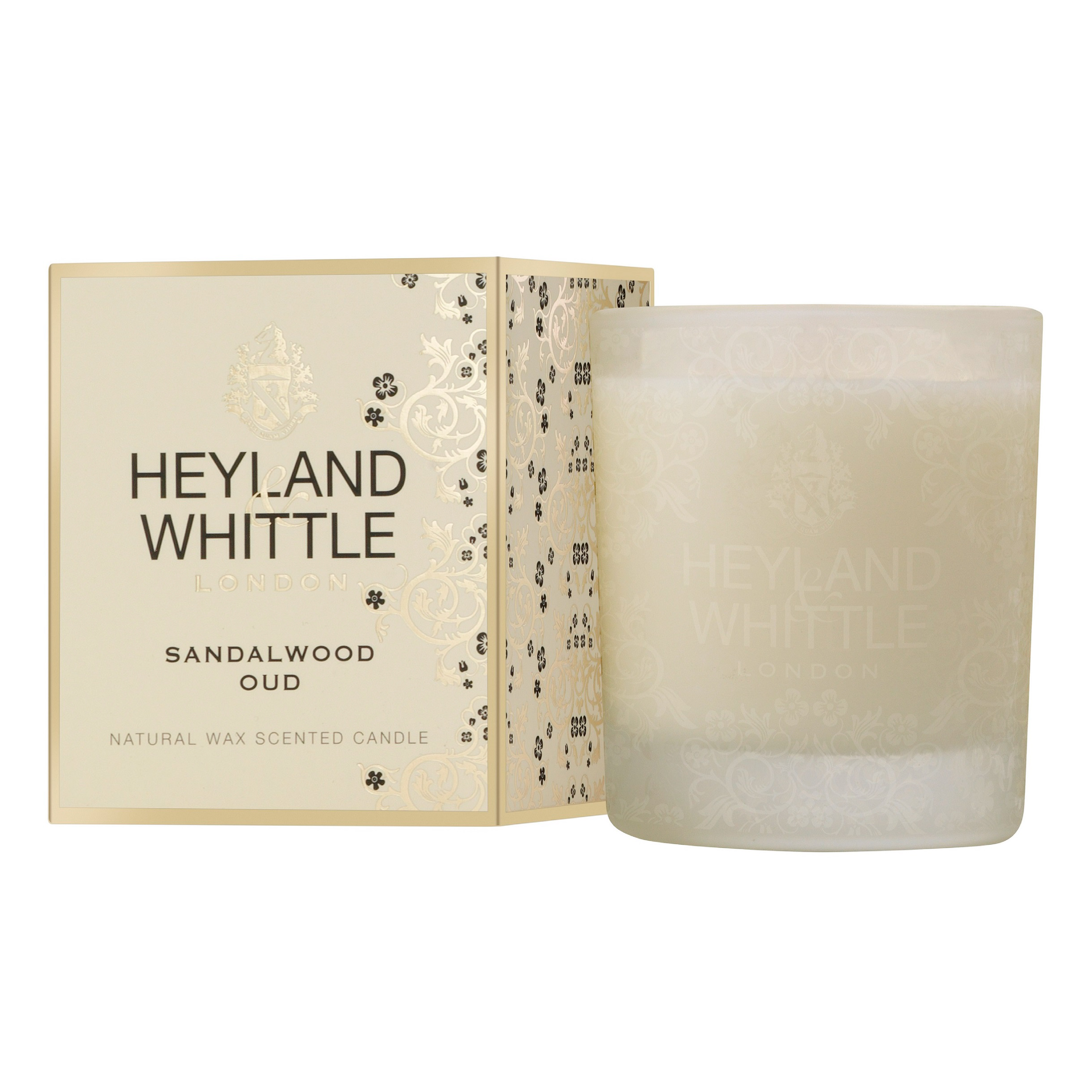 Heyland & Whittle Gold Classic Sandalwood Oud Candle 230g thefragrancecounter.co.uk